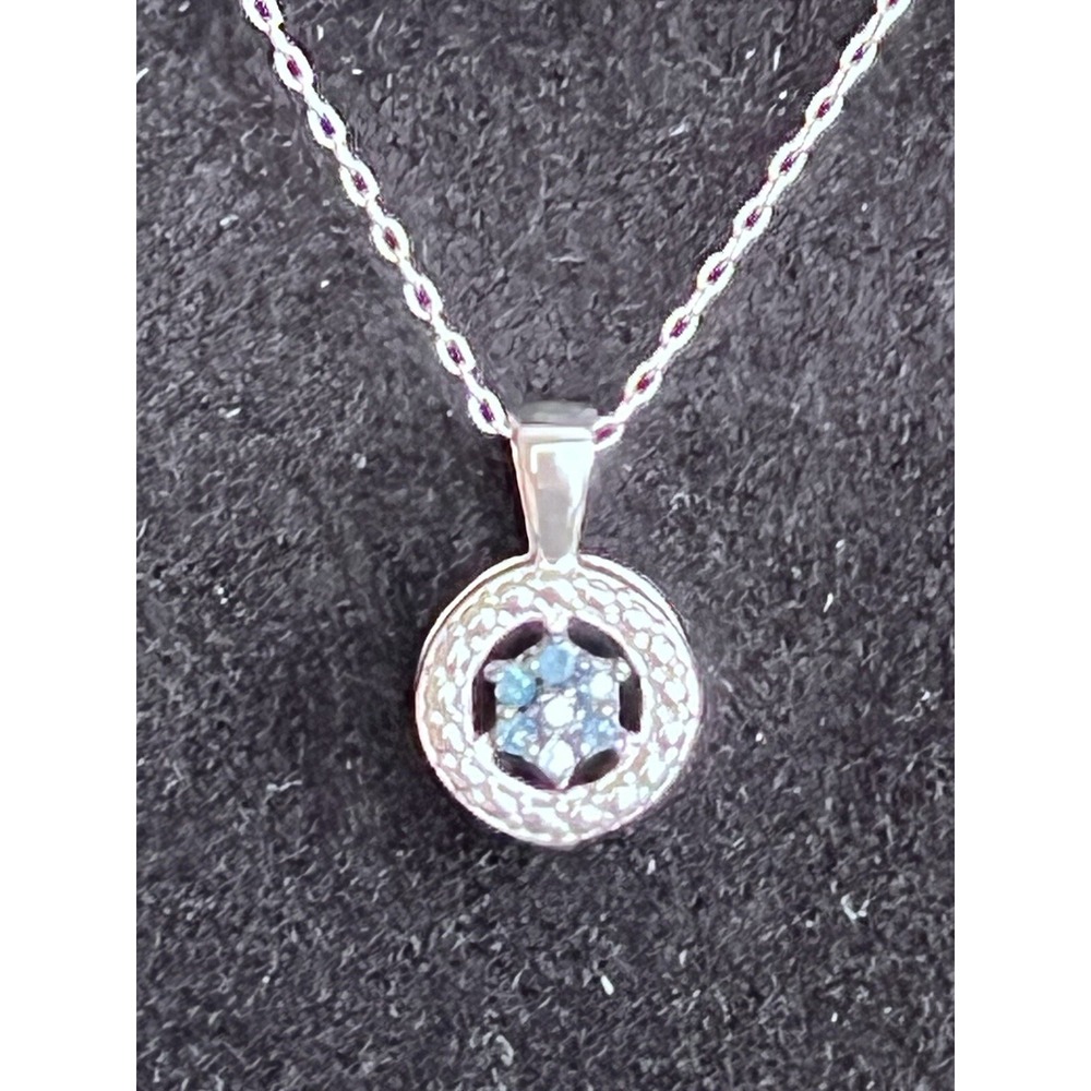NEW .15 CT BRILLIANT FANCY BLUE NATURAL DIAMOND‎ NECKLACE (593)
